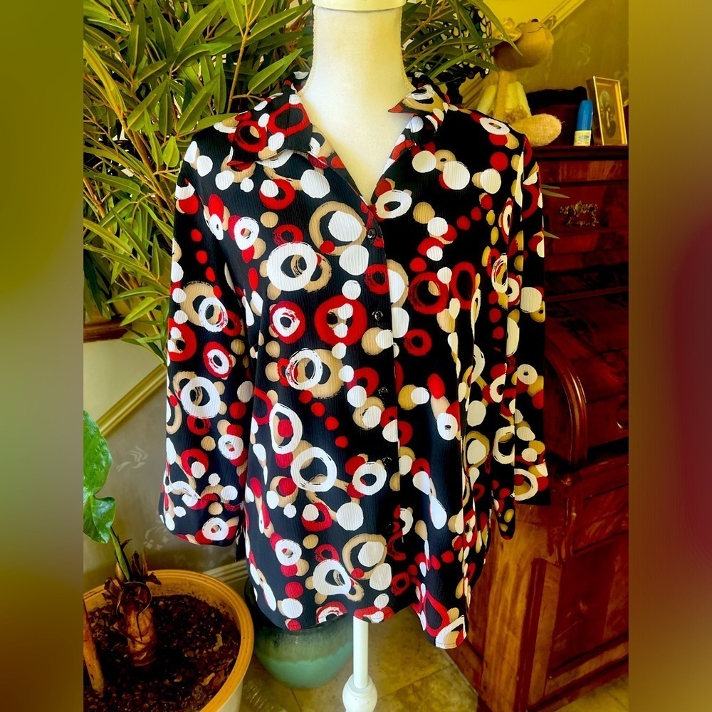 Elementz ladies 34 sleeve blouse button-down NWOT extra large - Picture 6 of 16